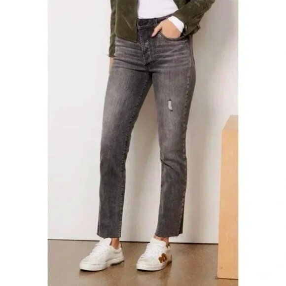 KUT From The Kloth Rosa High-Rise Ankle Vintage Straight Gray Jeans, 12 Long - Picture 1 of 12